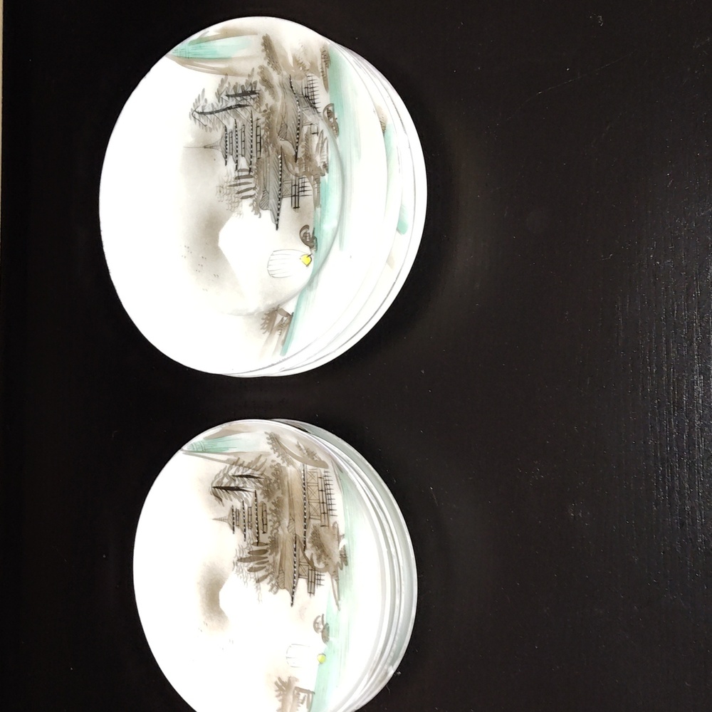 8 Piece Set vintage Japanese Kutani porcelain Plate Set likely Pre War